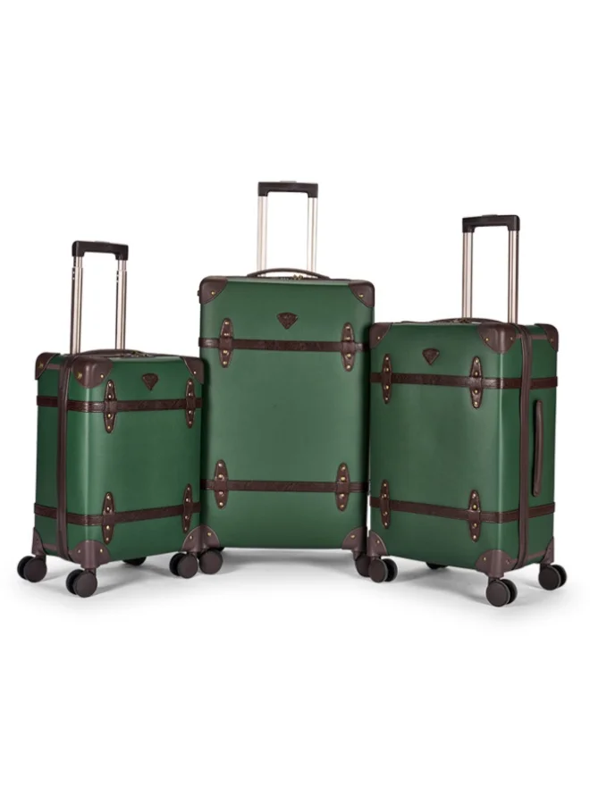 ليمرا طقم شنط سفر كلاسيك جلد من ليمرا 4 قطع لون زيتي/بني غامق مقاسات 28"-24"-20"-14" بوصة